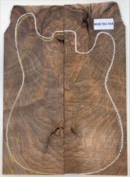 Top European Walnut figured 2-pcs., 9mm, Unique Piece #104